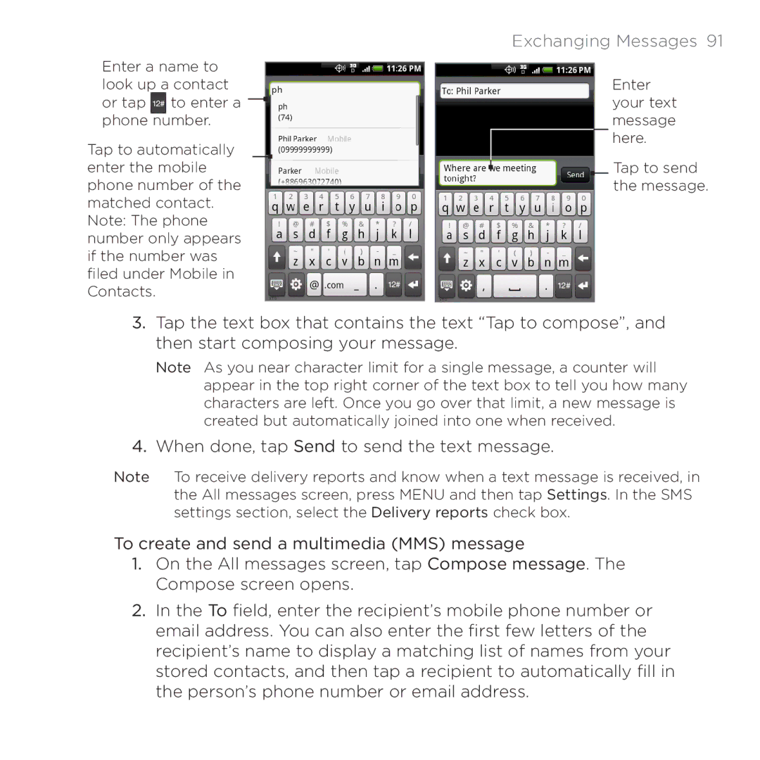 HTC PB00100 user manual Exchanging Messages  